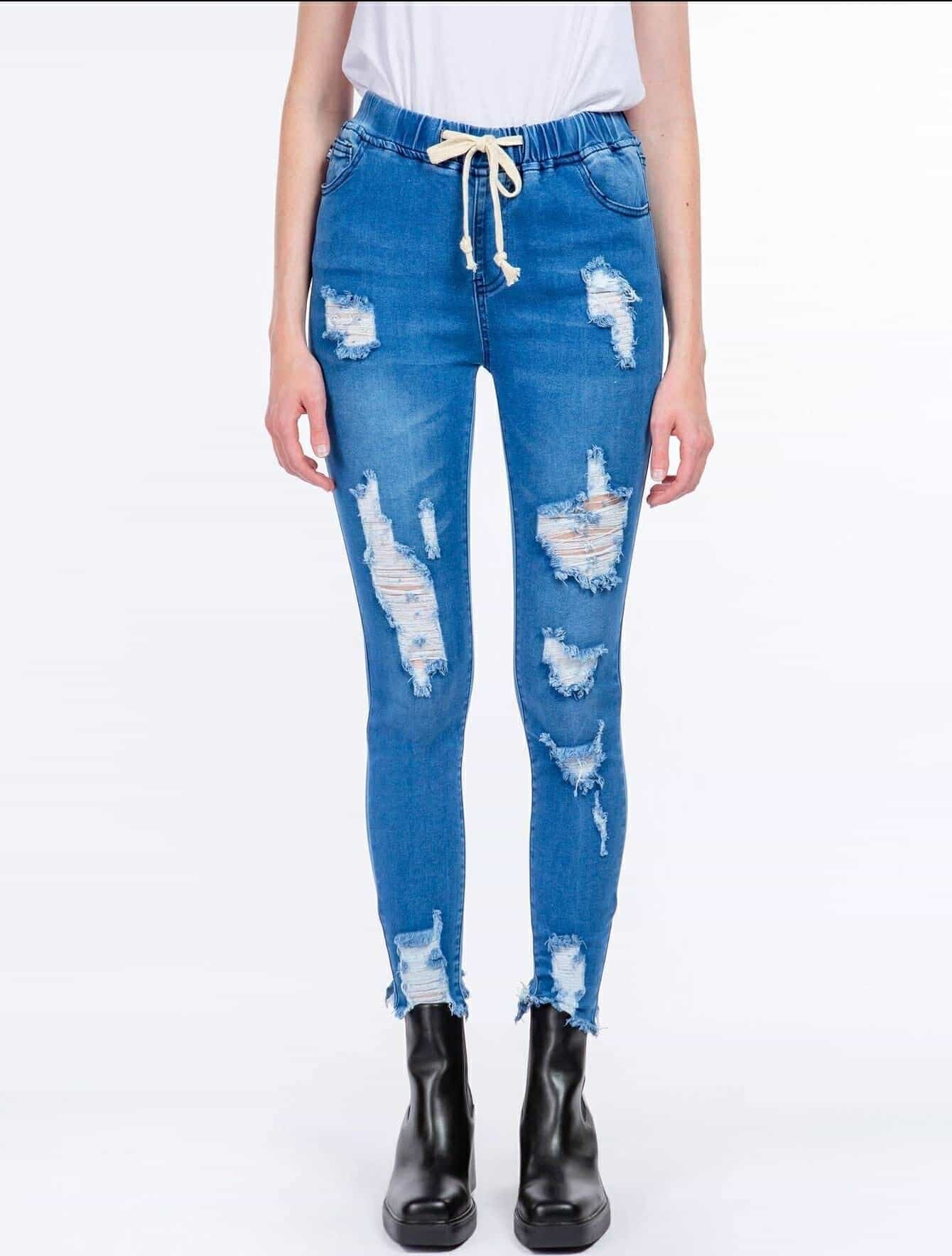 Distressed Denim Jogger