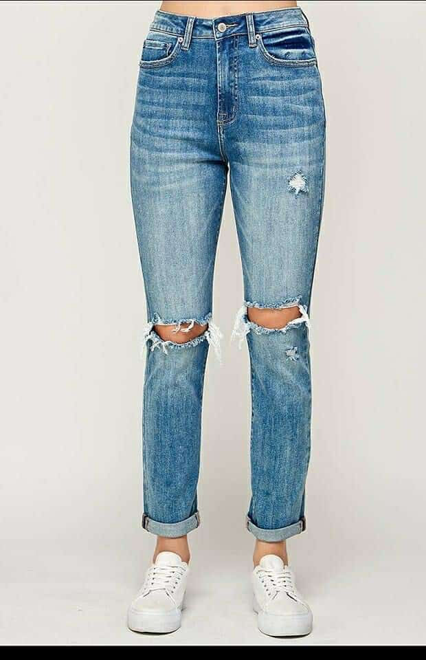 Medium Wash High Rise Mom Jeans