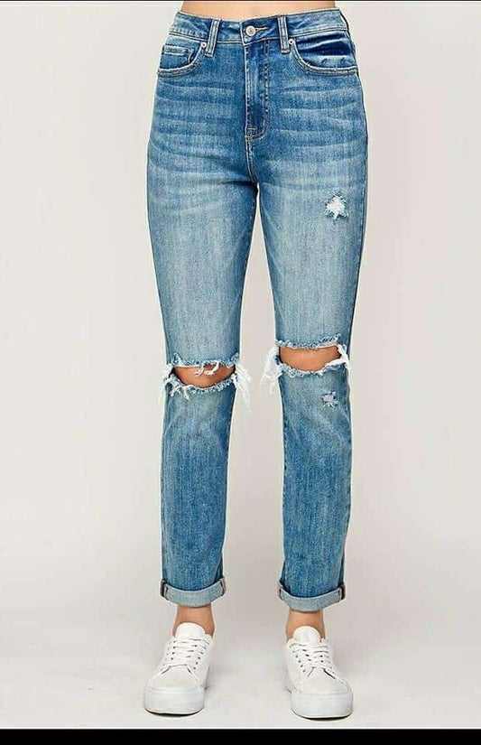 Medium Wash High Rise Mom Jeans